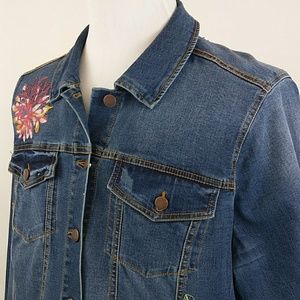 MAX JEANS Womans Denim Jacket 2XL Embroidered